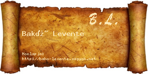 Bakó Levente névjegykártya